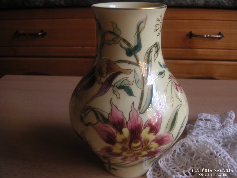 Zsolnay orhideás , kézzel festett ,   exkluzív váza