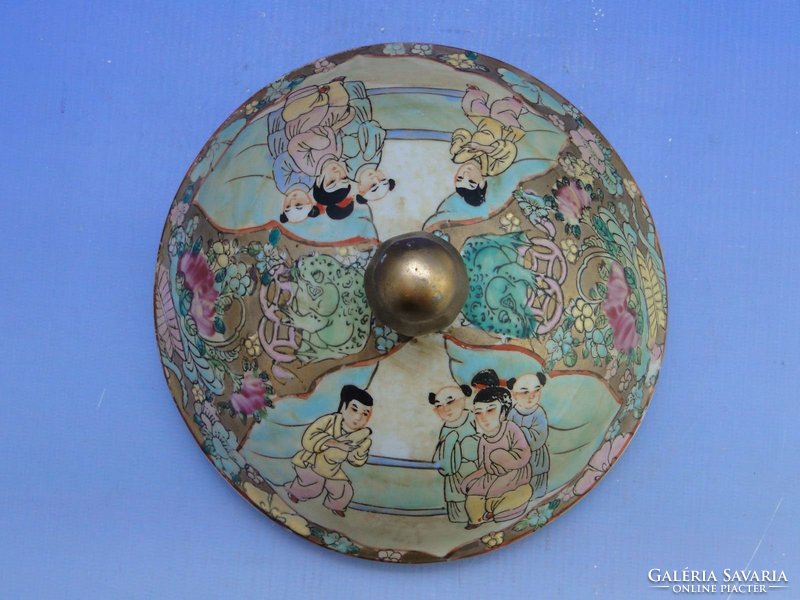 0B408 Óriás antik japán porcelán bonbonier satsuma
