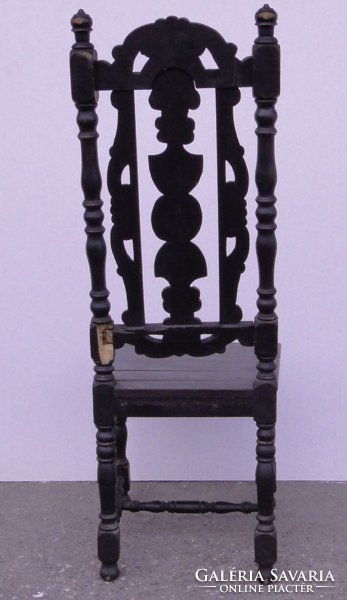 0C865 Antik faragott támlás szék trónszék