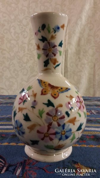 Antique marked bruder willner teplicz beautiful butterfly floral majolica vase