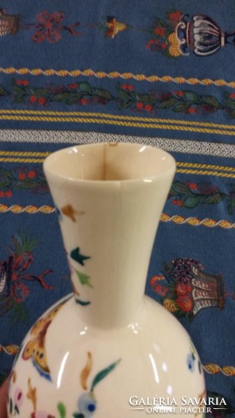 Antik jelzett Bruder Willner Teplicz gyönyörű pillangós virágos majolika váza