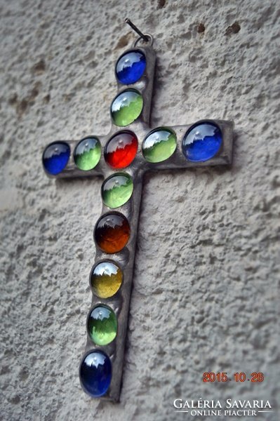 Tiffany wall cross by artist.