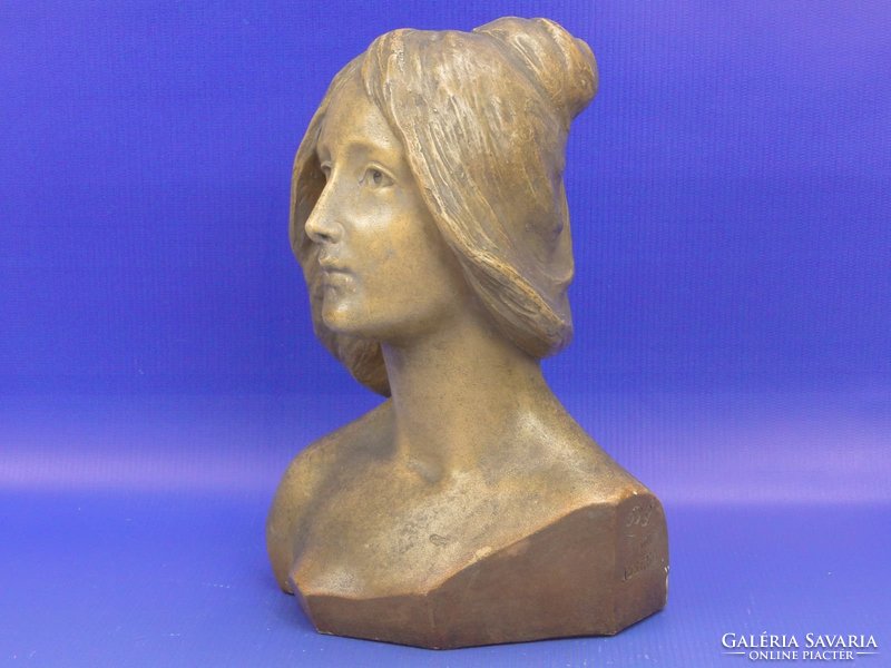 0A846 Antik osztrák szecessziós terrakotta női fej