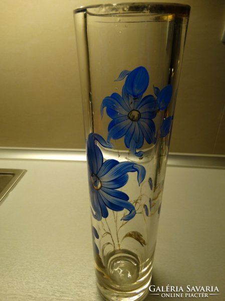 Retro hand painted glass vases, 4 pcs