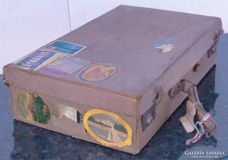 0C890 Antik bőr koffer utazó táska