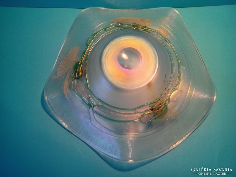 Art Nouveau freiherr von poschinger iridescent large glass serving bowl table center