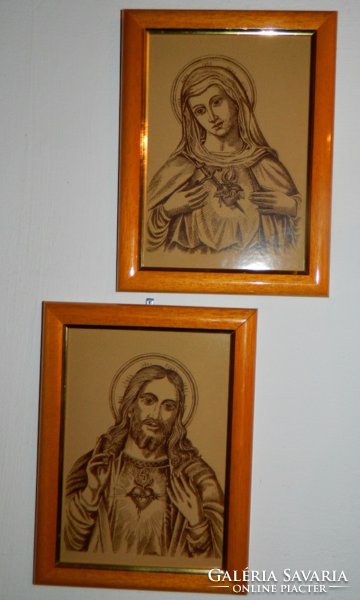 Gubán György festőművész tűzzománc kép pár: Jézus  & Mária