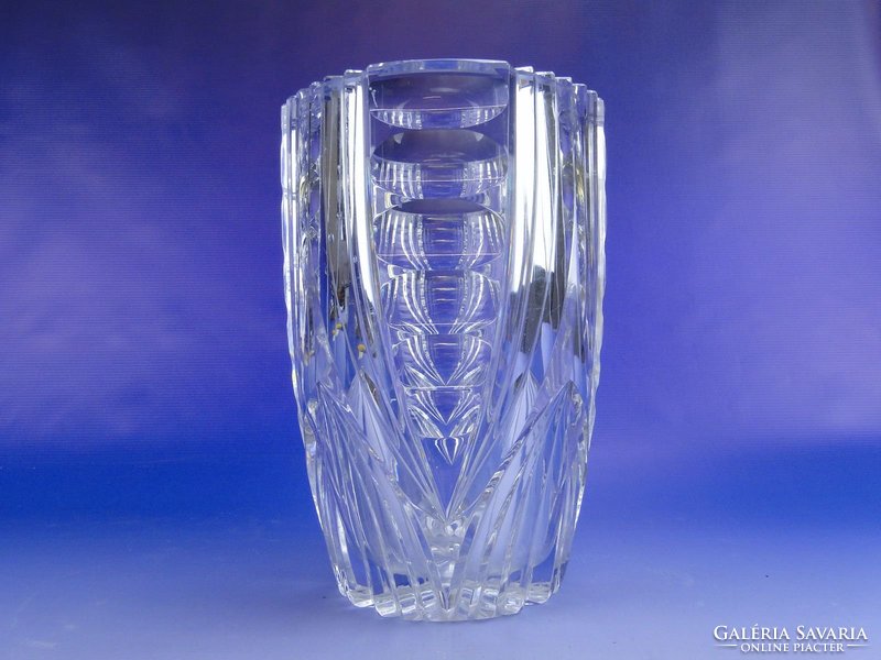 0D498 Extra vastagfalú csiszoltüveg kristály váza