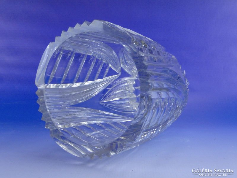 0D498 Extra vastagfalú csiszoltüveg kristály váza