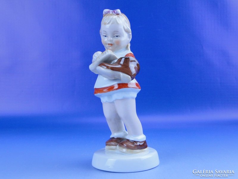 0D834 Jelzett Royal Dux porcelán kislány figura