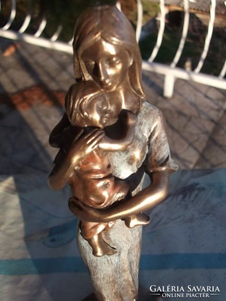 Bronze statue of a young lady with a child + decorative box, new, also as a gift