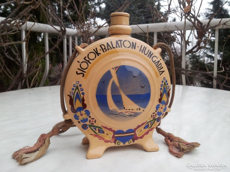 Antique Balaton sailing water bottle, granite