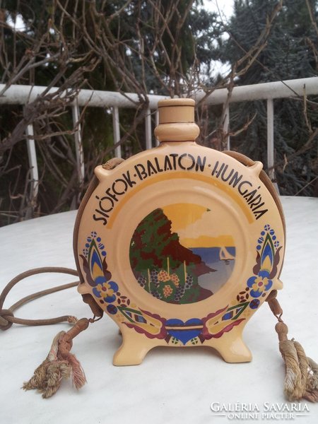 Antique Balaton sailing water bottle, granite