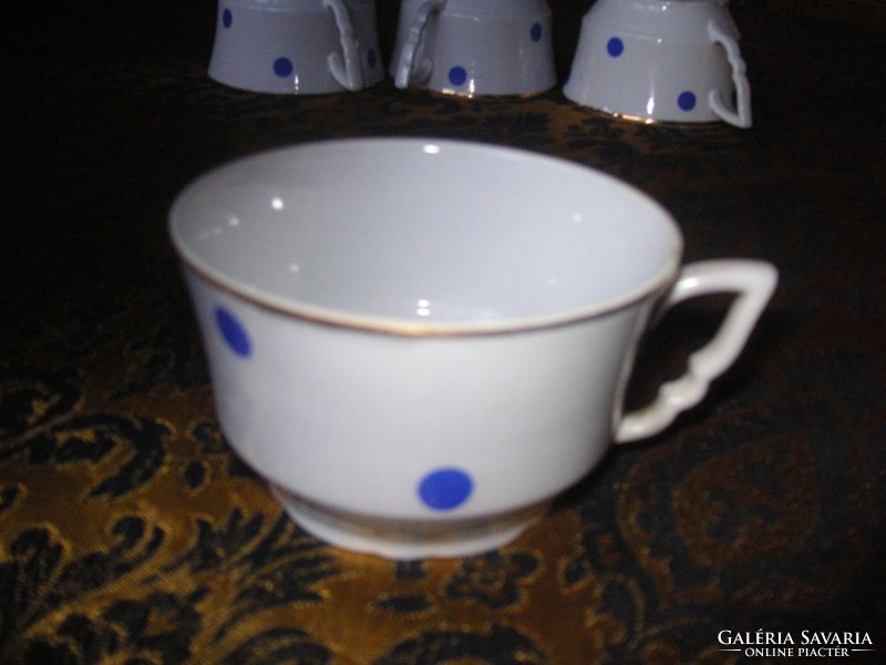 Zsolnay, elf-eared blue-spotted teacups from the 1960s, with shield seal