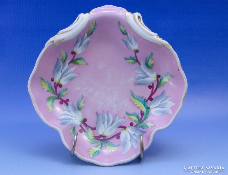 0C601 Antik LIPPERT & HAAS rózsaszín porcelán tál