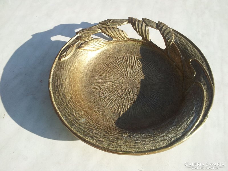 Art Nouveau bronze leaf serving bowl