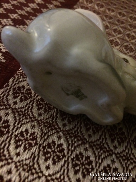 Beautiful cabbage zsolnay bunny sculpture