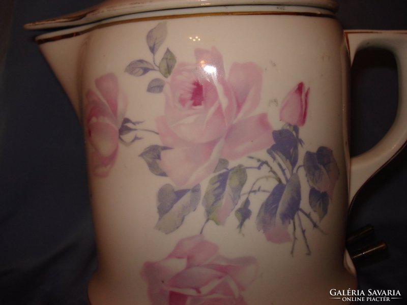 Antik rózsás porcelán vízforraló edény