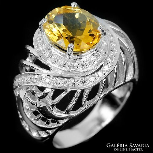 54 And genuine natural citrine 925 silver ring
