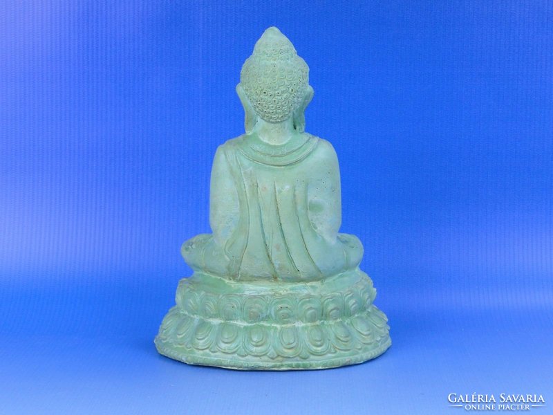 0D402 Keleti ülő Buddha zöld színű szobor