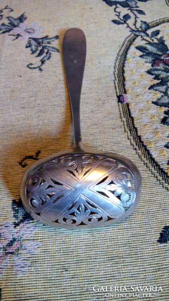 Charcoal laky antique silver sugar scoop, carolus laky