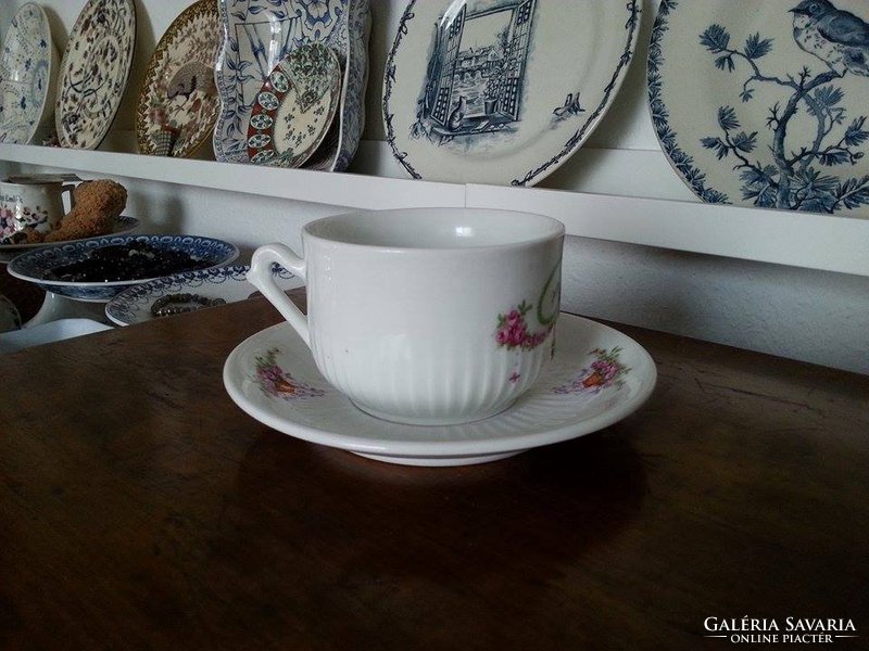 Régi, antik, vastag falú porcelán teás csésze szett