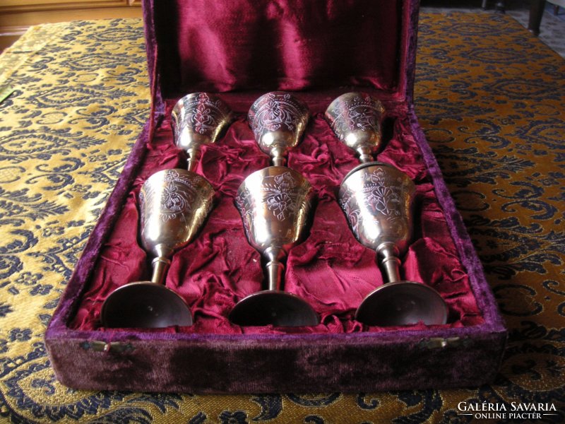 Antique engraved copper cups