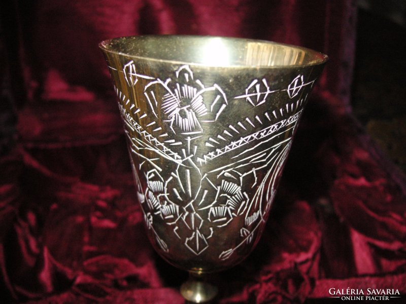 Antique engraved copper cups