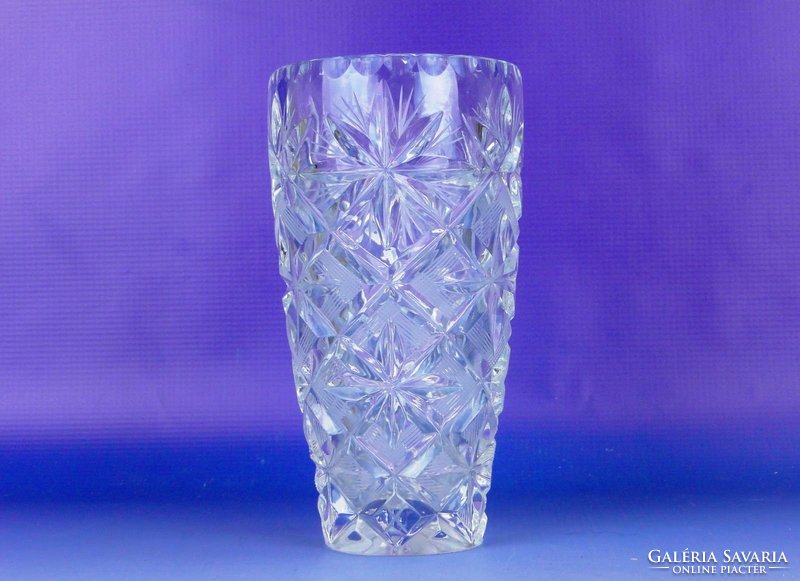 0E516 Régi vastagfalú csiszoltüveg váza