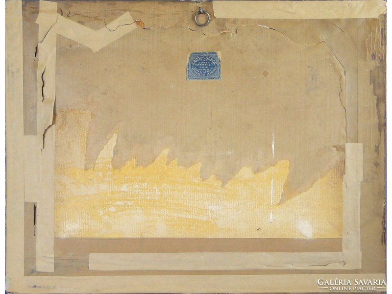 0E787 Antik tűgoblein tájkép blondel keretben