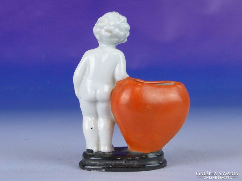 0E617 Antik porcelán angyal szívvel ÁMOR
