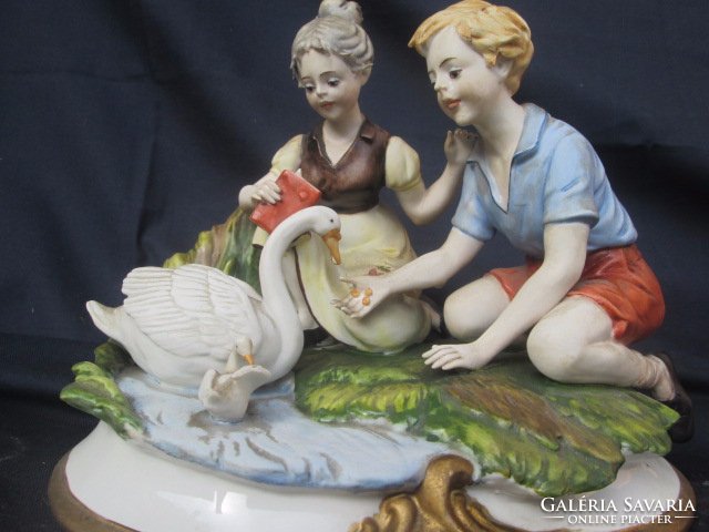 Ritka Nápolyi porcelán életkép, hibátlan és gyönyörű állapot 1880-1890 évek