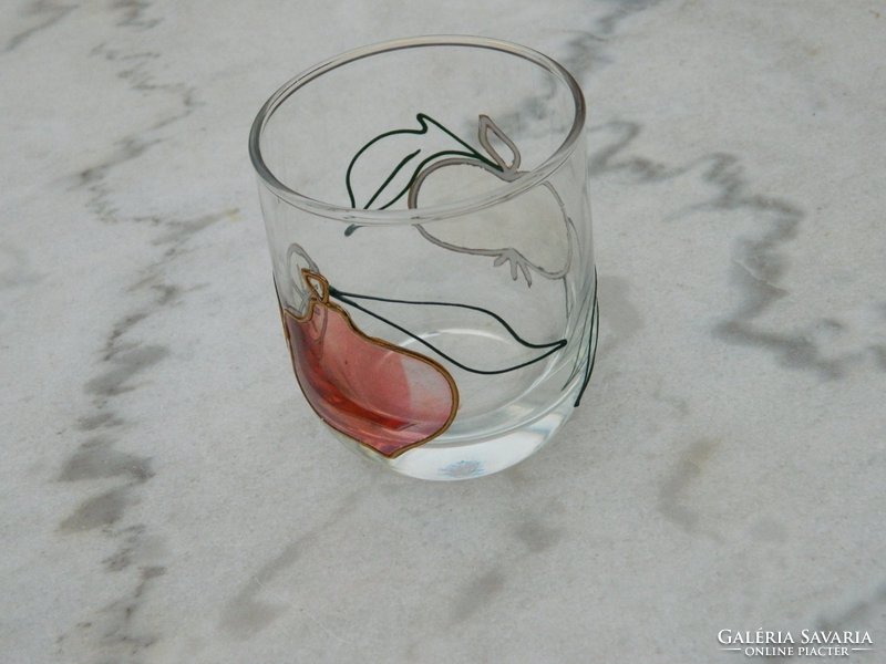 Hand painted fruit patterned glass cup