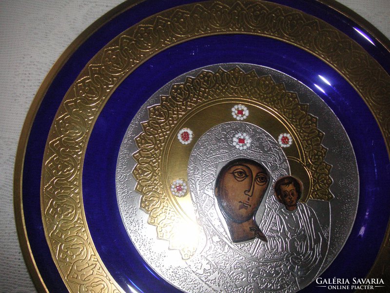 Glass wall plate, Orthodox themed, signed, serially numbered work of glass art. 28.5 Cm. Limited edition