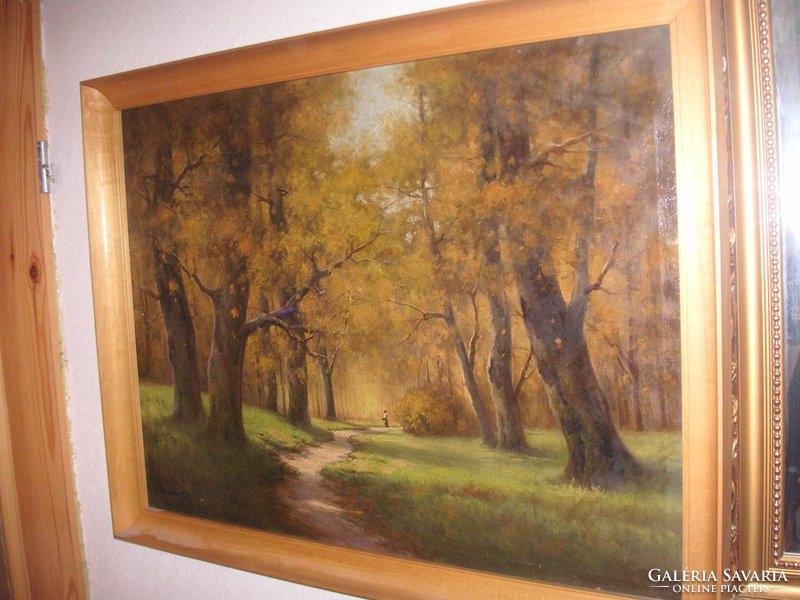 Őszi erdőrészlet   80 x 60 cm , olaj -vászon  , a festmény és a ráma  is teljesen rendben van
