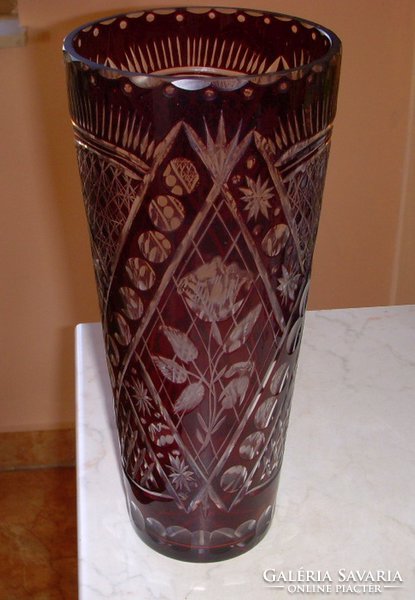 Kétrétegű régi csiszolt váza