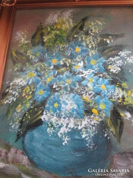 Igen mutatós virág csendélet olajfestmény keretben