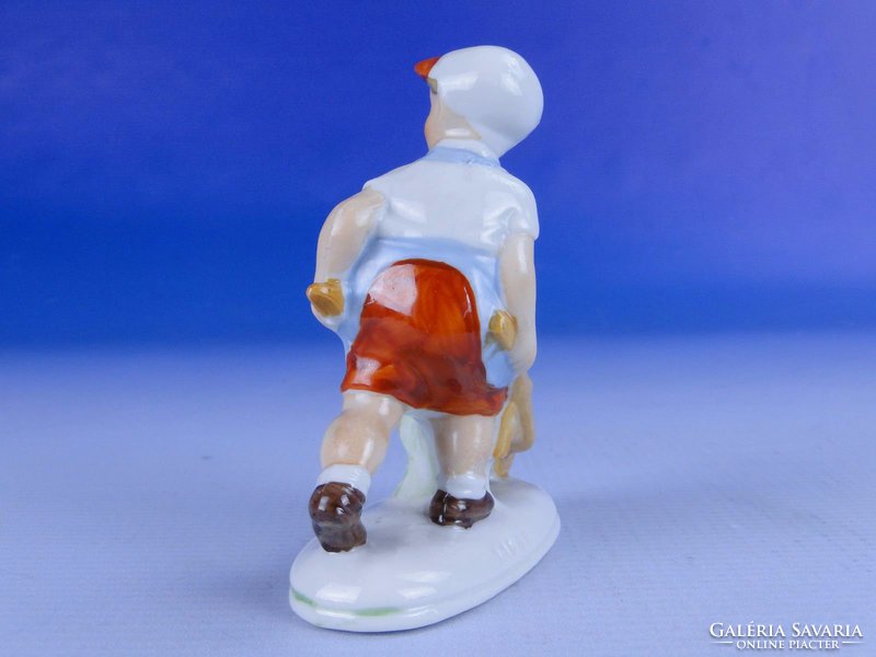 0E751 Régi talicskás kisfiú porcelán figura