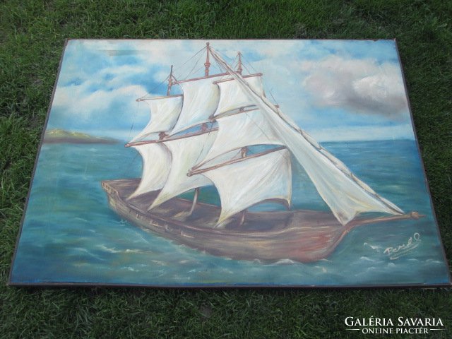 Huge oil canvas painting signed. 115X83 cm, that's why the price is a small mistake