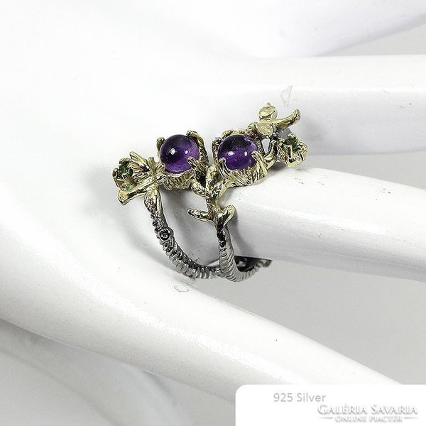 57 And genuine amethyst is a unique 2-tone 925 silver ring