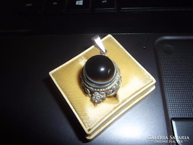 Antique silver pendant / eye patch