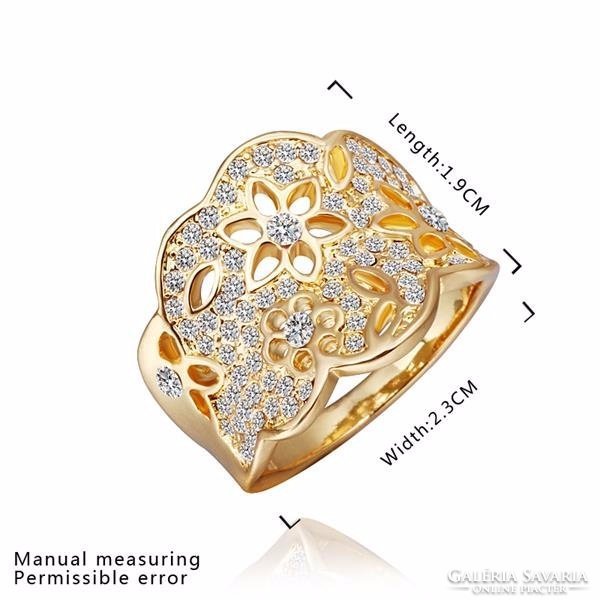 Flower pattern gold-plated ring size 8