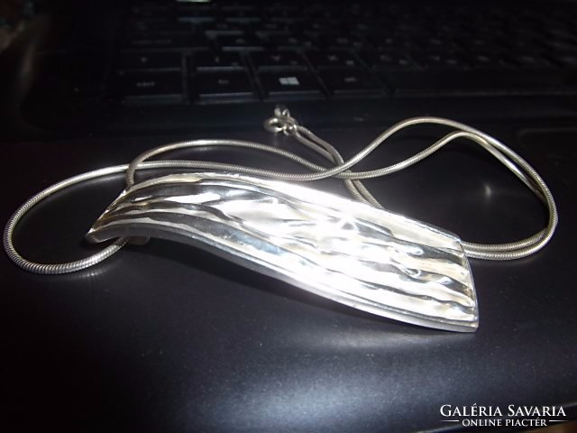 Crumpled silver pendant