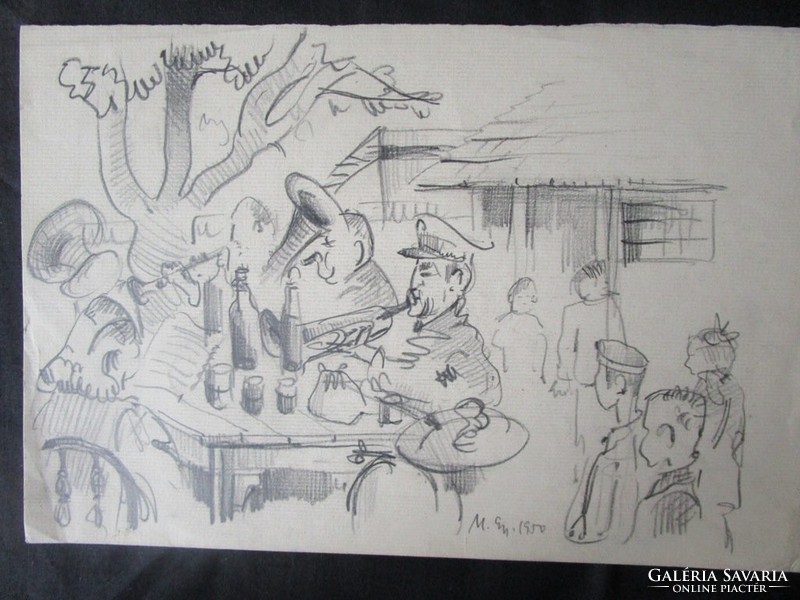 MOSSHAMMER GYÖRGYJelzett rajz kép TÜZOLTÓ ZENEKAR 1950