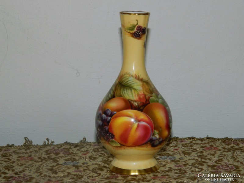 English aynsley orchard gold faience fruit pattern vase