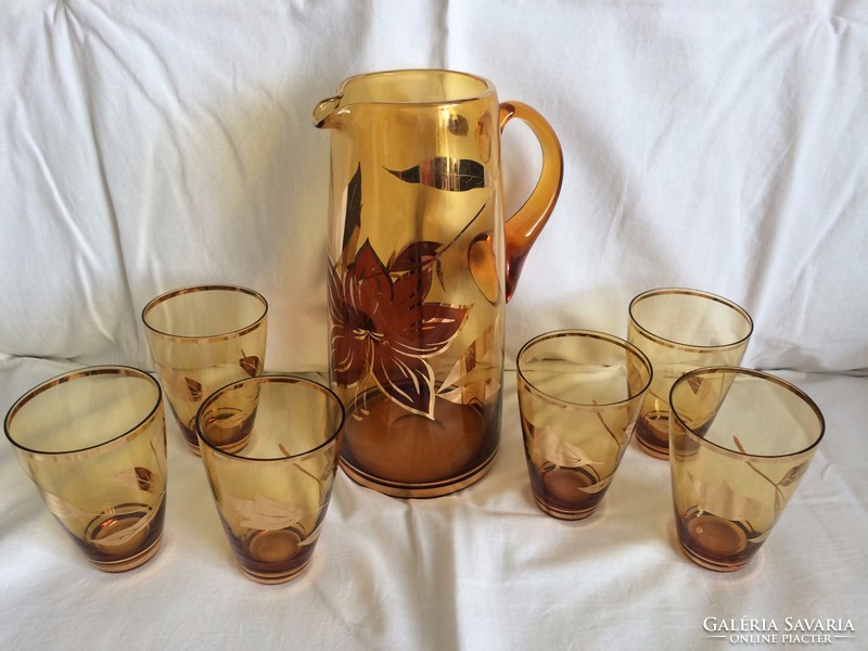 'Bohemia' glass water jug with 6 cups - useable size - new!