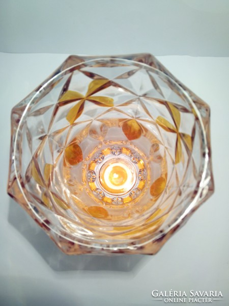 Huta Julia mézborostyán mintás kristály váza 20,5 cm