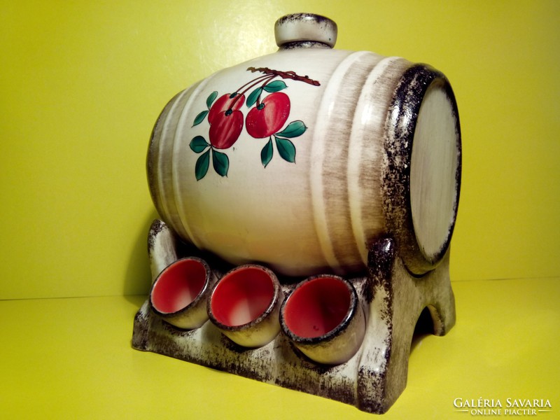 Antique goebel - hummel porcelain barrel + 6 cups from 1937 brandy bottle