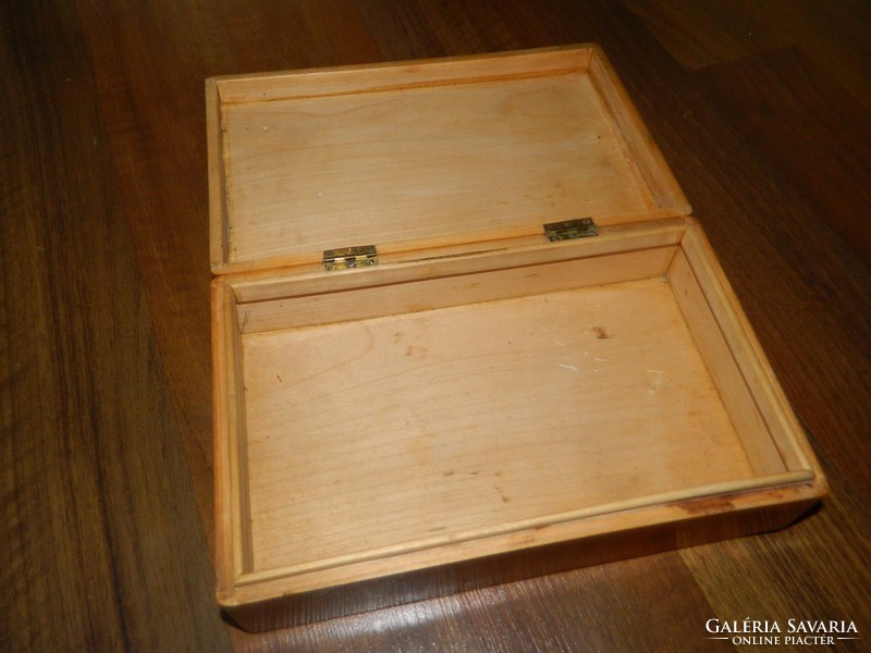 Old inlaid wooden box with inscription Imra