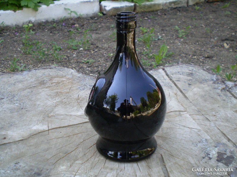 Black glass, bottle,